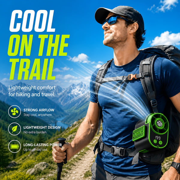 Outdoor Work Waist Fan Hands Free Cooling Fan with Strong Wind And Rechargeable Battery for Workers Riders And Delivery Staff