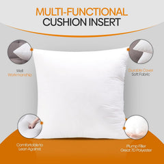 Adam Home 4 Pack Cushion Inserts Hypoallergenic Fluffy White Cushion Inner, Perfect Hollowfibre for Sofa Cushion Pads