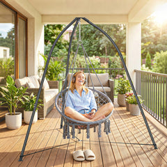 Hanging Chair Stand, Tripod Hammock Chair Stand Only with Chain, Adjustable Height, Weather & Rust Resistant, Load Capacity 150 kg, for Patio, Garden, Black