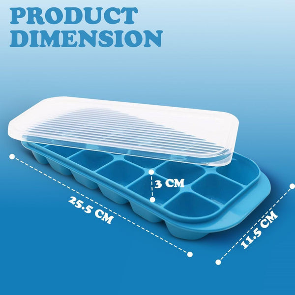 4 x Set of Ice Cube Tray with Lid Jelly Maker Ice Cube Tray | Non-Spill Stackable Lids - Ice Mould Dishwasher Safe BPA Free- 25.5cm Long, 11.5cm Wide, and 3cm deep