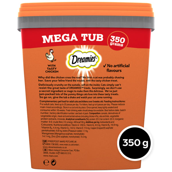 4 x 350g Dreamies Adult Cat Treats Mega Tubs Chicken Cat Biscuits (1.4kg)