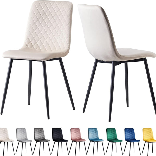 mcc direct Set of 2 Designer Velvet Chairs Fabric Dining Chairs with Metal Legs-Lexi Chairs