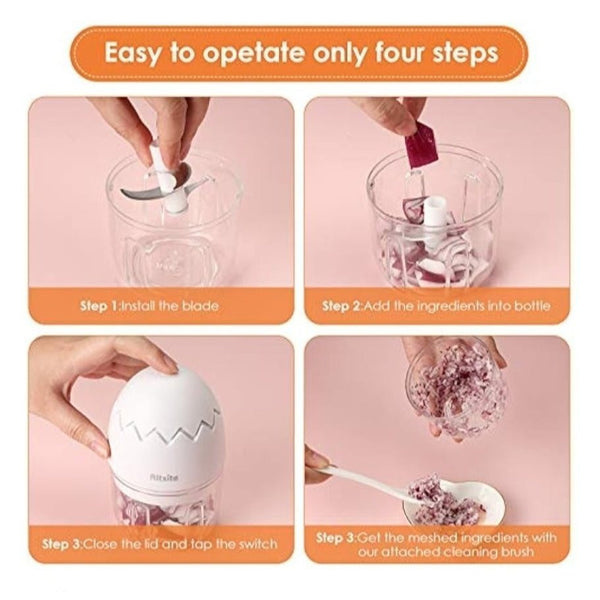 Mini Electric Food Chopper 250ML – Portable Garlic Chopper, Onion Cutter and Small Food Processor for Home or Travel