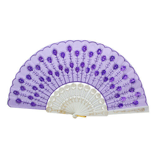 Spanish Lace Silk Folding Hand Held Dance Fan Flower Pattern for Party Wedding