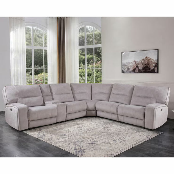 Excalibur Grey Fabric 6 Piece Power Reclining Sectional Sofa