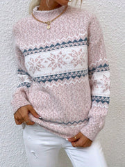 Women Sweater, New Arrival Autumn/ Winter, Style, Turtleneck, Snowflake Pattern, Chenille Pullover Casual Jacquard Sweater, Autumn and Winter Wear, Suitable for Back to, Work, Halloween, Christmas and Other Festivals, Comfortabl