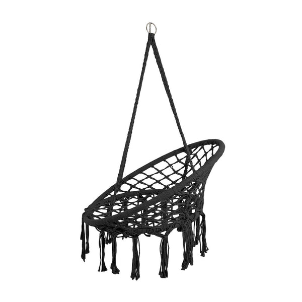 Courtyard Woven Hanging Basket, Hanging Cotton Rope Iron Ring Hanging Chair, Balcony Rocking Chair, Suitable for Indoor, Outdoor, Home, Balcony, Courtyard, Garden, Maximum Load Capacity: 200kg, Material: Iron Ring, Cotton Rope (No Include Cushion)