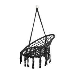 Courtyard Woven Hanging Basket, Hanging Cotton Rope Iron Ring Hanging Chair, Balcony Rocking Chair, Suitable for Indoor, Outdoor, Home, Balcony, Courtyard, Garden, Maximum Load Capacity: 200kg, Material: Iron Ring, Cotton Rope (No Include Cushion)