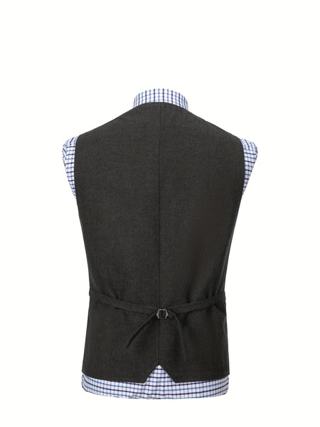 Men'S Vest Wool Blend Herringbone Vintage Men'S Fashion Vest, Groom Best Man Formal Wedding Party Casual Vest