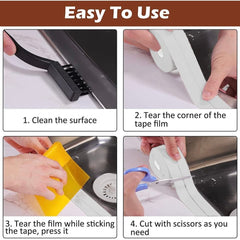 2 Rolls White Bath Sealant Strip Caulk Strip Sealant Tape Water Resistant, Bathroom, Bathtub, Toilet, Wall Floor & Sink.