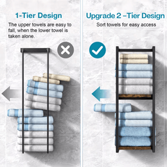 French Country Style Wall-Mounted Storage Rack | Metal Towel and Bathroom Organizer with Multiple Shelves, Ideal for Living Rooms, Bathrooms, Hotels, and Homestays, Carbon Steel, Art Deco Style, No Required