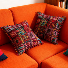 18x18 Inch Reversible Turkish Pattern Pillows (Set of 2 with Inserts) - Romantic Turkey Boho Floral Double Sided Design, Premium Polyester Cover & Fill, Decorative Accent Pillows for Sofa, Chair, Bedroom