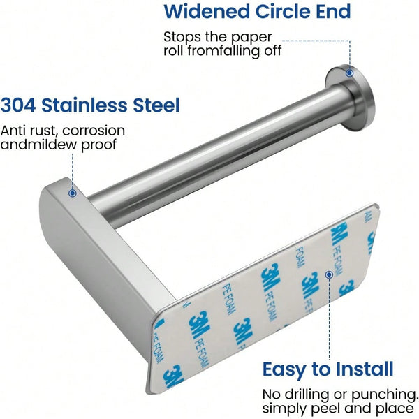 Self Adhesive Toilet Paper Holder & Towel Ring Set – No Drilling, Easy Stick-On Installation for Bathroom