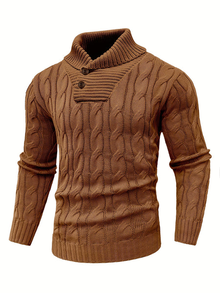 Men's Mature Business Sweater - New Autumn/Winter Lapel Ribbed Knitwear, Fashionable Solid Color Pullover, Suitable for Layering and Wearing Over Clothes