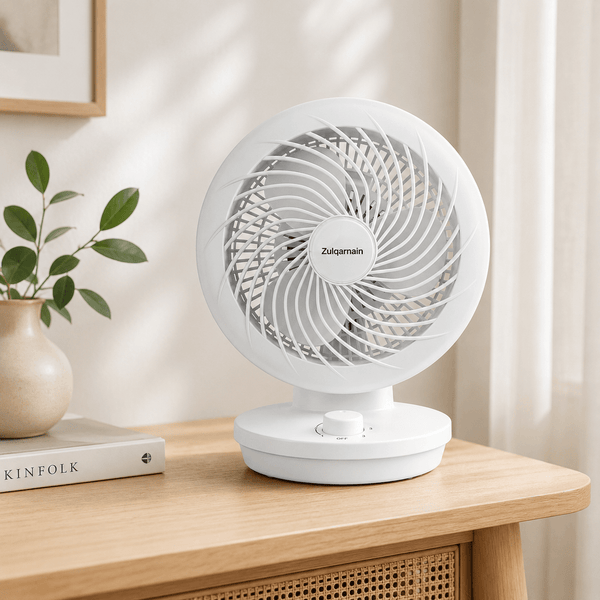 A2Z 8 Inch Table Fan Portable Desk Fan with 3 Speed Settings Oscillating Adjustable Tilt Head Indoor Fan with UK Plug for Home Office Bedroom
