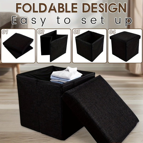 Gray Collapsible Storage Ottoman for Makeup, Seating, And Footrest Purposes