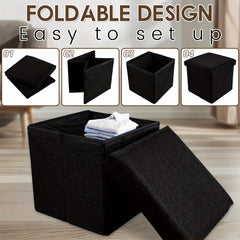 Gray Collapsible Storage Ottoman for Makeup, Seating, And Footrest Purposes