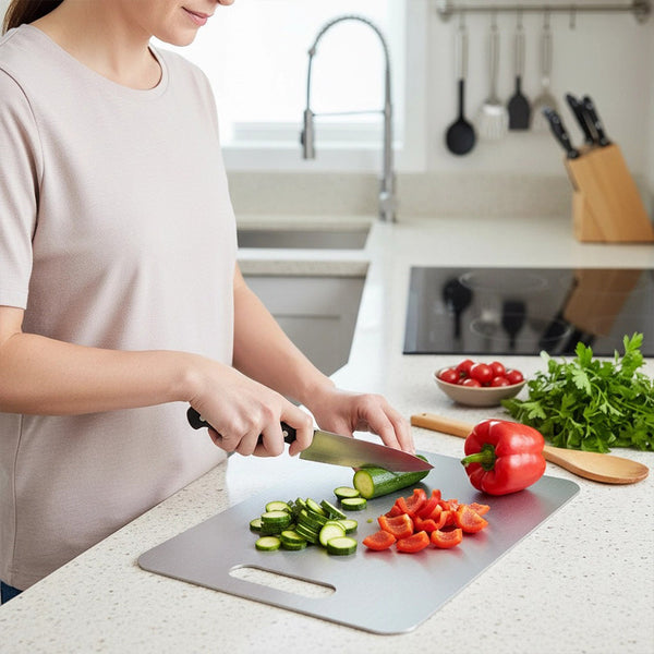 Stainless Steel Thawing Cutting Board, Double-Sided Thickened Kitchen Chopping Board for Household and Catering Use, 201 Stainless Steel, 34×23×1cm