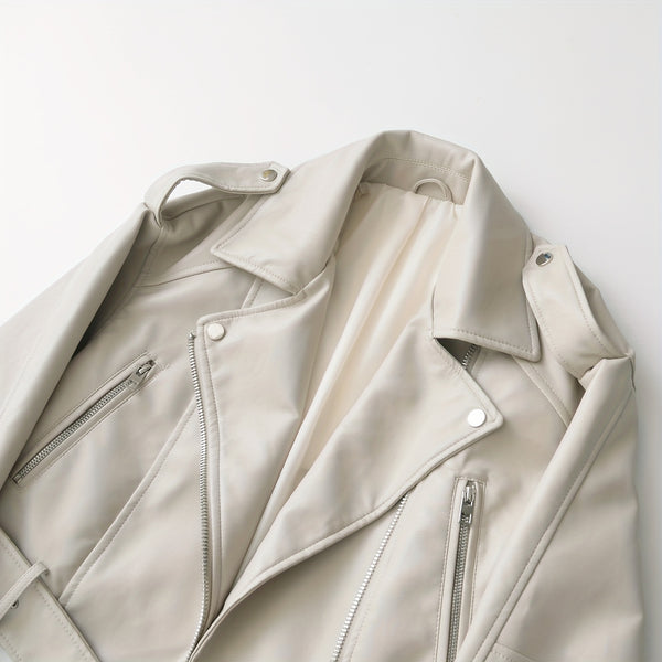 2025 Short Faux Leather Jacket Spring And Autumn American Retro Temperament Motorcycle Jacket Top Coat Women'S Clothing