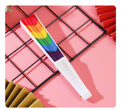 Rainbow Folding Fan, Plastic Fan, Bone Dance Fan, Photography Prop, Craft Gift Fan, Fabric Fan