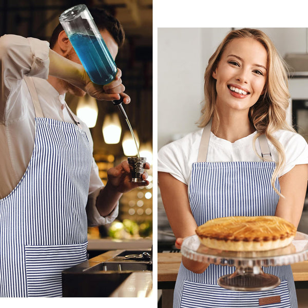2PC Classic Design Striped Apron, Unisex Simple Criss Cross Apron For Kitchen Home Restaurant Coffee Shop Barbecue, Men's Workwear And Protective Clothing