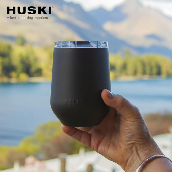 Huski Wine Tumbler 2.0 | New | Award-Winning Design with Detachable Stem | Premium Stainless Steel Wine Glass with Lid | Triple Insulated Tumbler | 355Ml Capacity | Great Gift (Powder Pink)