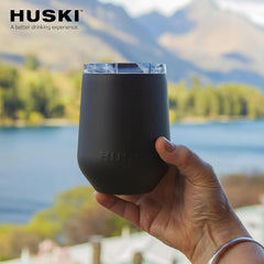Huski Wine Tumbler 2.0 | New | Award-Winning Design with Detachable Stem | Premium Stainless Steel Wine Glass with Lid | Triple Insulated Tumbler | 355Ml Capacity | Great Gift (Powder Pink)