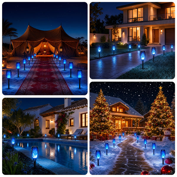 6/8/12pcs Solar Torch Lights Outdoor, Light with Vivid Dancing Flickering Flames for Landscape Garden Pathway, Auto On/Off, for Christmas Decor, Ideal for Christmas Gift