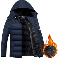 2025 New Fashion Fleece Hooded Winter Coat Men Thick Warm Mens Winter Jacket Windproof Gift for Father Husband Parka