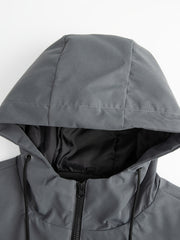 Men'S Mid-Length Trench Coat Jacket, Adjustable Hood with Drawstring, Large Pocket Design, Lightweight And Breathable, Fashionable And Versatile, Suitable for Daily Casual Wear, Dates, And Travel, Spring Fall Essential Top Coat