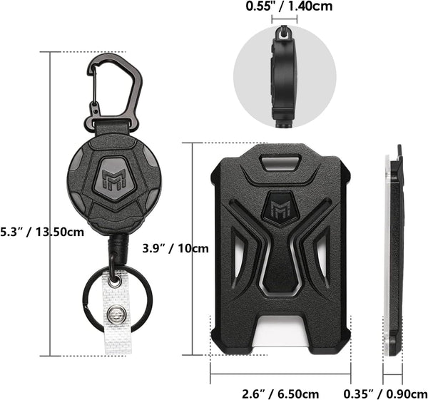 MNGARISTA Retractable Badge Holder, Heavy Duty Carabiner Keychain, Tactical ID Card Holder with 31.5