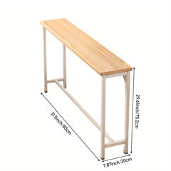 Space Efficient Side Table Single Double Tier Wall Mounted MDF Shelf with Metal Frame Multi Functional Narrow Table with Storage Hallway Bedroom Table 80x20cm Wood Black White Frame