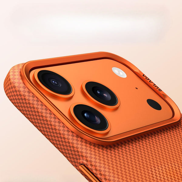 Phone Case: New Magnetic Ultra-thin Kevlar Phone Case Compatible with iPhone 17 Pro Max Fine Grid Pattern Anti-drop Lens Protection Protective Cover