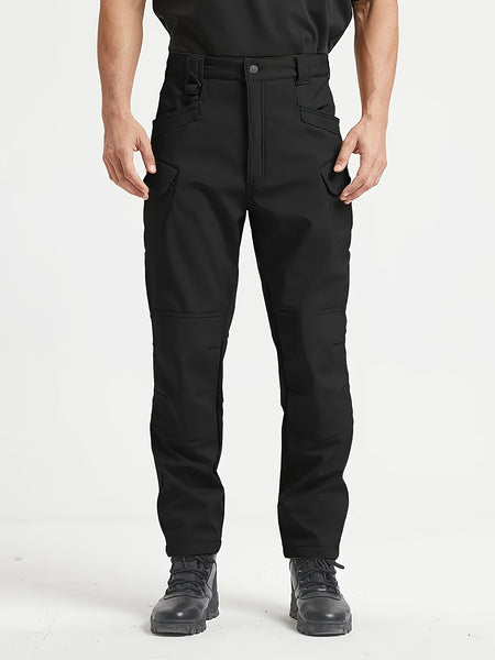 1PC Men's -Lined Warm Tactical Cargo Pants, Thick Winter Style, Multi-Pocket, Windproof Snowproof, Micro-Stretch Fabric, Suitable for Outdoor Hiking, Fishing, Casual Outings, No Belt