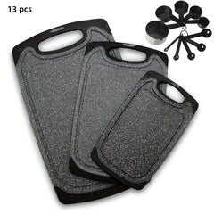 3pcs/13pcs Kitchen Cutting Board, Plastic Cutting Board, Thick Cutting Board, Suitable For Cutting Meat, Vegetables, And Fruits, With Easy-grip Handle, Dishwasher Safe.