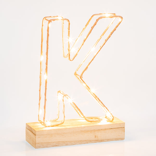 Light Up Letter | LED Alphabet Wire Frame Letter Lights | Rose Gold Copper Initials | Personalised Lighting | Battery Powered | For The Office Living Room Bedroom | Gift For Her