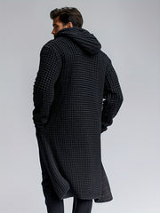 Men's Casual Sport Sweater, Long Hooded Knit Cardigan with Thick Yarn Knitting, Large Side Pockets, Loose Fit, Warm and Stylish, for a Casual and Stylish Look