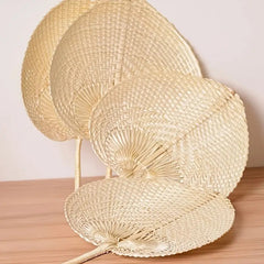 Set of 2 Hand-Woven Bamboo And Rattan Fans, Perfect for Keeping Cool in Summer, Ideal for Farmhouse-Style Wall Decor Or As Gifts for Weddings And Parties