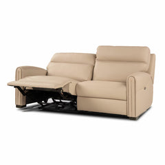 Nicoletti Atlanta Beige Leather Power Reclining 2 Seater Sofa