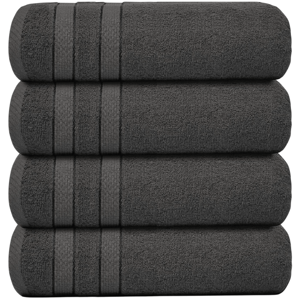 4 X Large Jumbo Bath Towels 100% Egyptian Cotton -75 x 150 cm- Soft Quick Dry Hotel Spa Big Bathroom Towels Set
