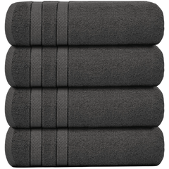 4 X Large Jumbo Bath Towels 100% Egyptian Cotton -75 x 150 cm- Soft Quick Dry Hotel Spa Big Bathroom Towels Set