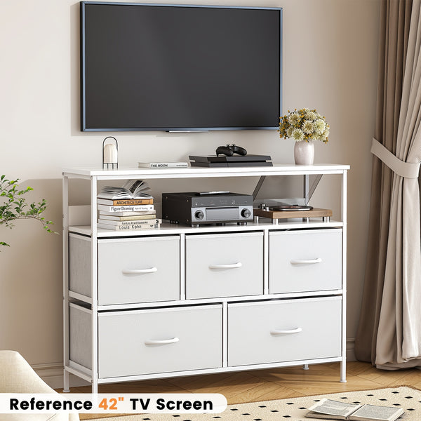 A Multi-functional Bedroom Furniture Piece Featuring A 5-drawer Dresser, TV Stand, Large Storage Cabinet, And A Closet Organizer With Fabric Drawers All Designed For Efficient Storage And Organization In Your Living Space 100x30x80cm
