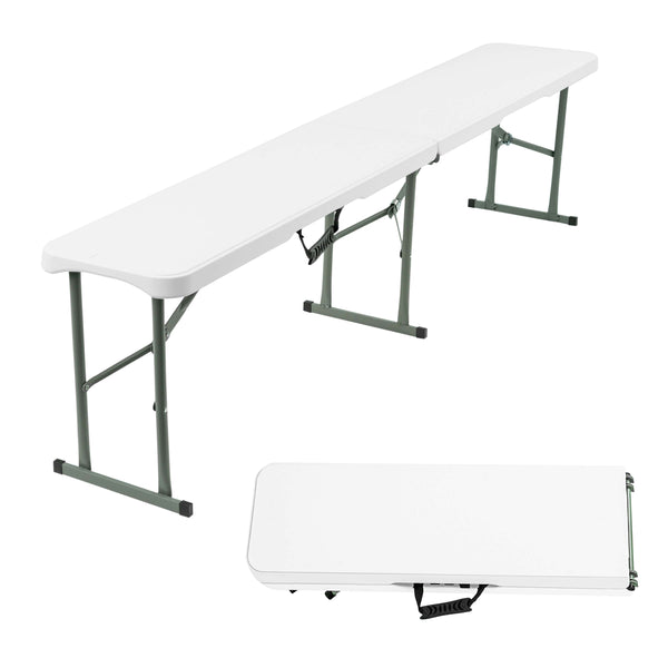 6FT Folding Bench - Portable White Folding Garden Bench for Indoor/Outdoor Use, Suitable for Dining, Picnics, BBQs, Camping, and Versatile Seating in Gardens, Patios, or Events