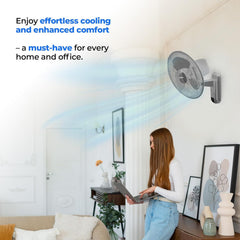 Schallen 16 Inch Wall Mounted Fan with Remote Control, Oscillating Cooling Fan 40cm, 3 Speed Settings, Timer Function, Quiet Wall Fan for Bedroom, Office, Kitchen, Garage, Home Cooling Fan UK, Adjustable Tilt Air Circulator, Energy Efficient Wall Fan Whit