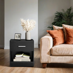 Bedside Table, Side Table with Drawer, Handle, Open Compartment,Easy Assembly, Perfect for Living Room or Bedroom