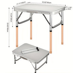 Folding Picnic Table Aluminum Camping Table Lightweight 3 Gear Adjustable Height Portable Folding Table with Carry Handle Adjustable Garden Outdoor Picnic Table Kitchen Work Top Table, White, 120x60x70/62/55cm