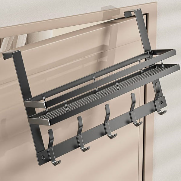 5 Hooks Behind The Door Storage Rack Door Hook Hanger Clothes Coat Hanger Towel Wall Hanger Storage Rack Gun Gray 43*28CM