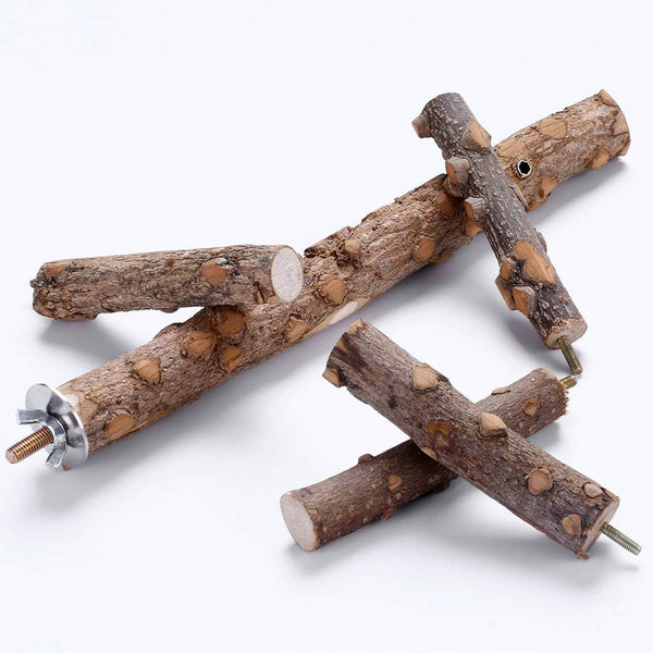 KINTOR Bird Perch Nature Wood Stand for 3-4Pcs Small Medium Parrots (S-For Small Parrots)