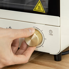 Mini Oven, 15 Litres Electric Oven and Grill with 60-230 Adjustable Temperature, 60 Minute Timer, Include Baking Tray, Wire Rack and Crumb Tray, 1000W, Cream White