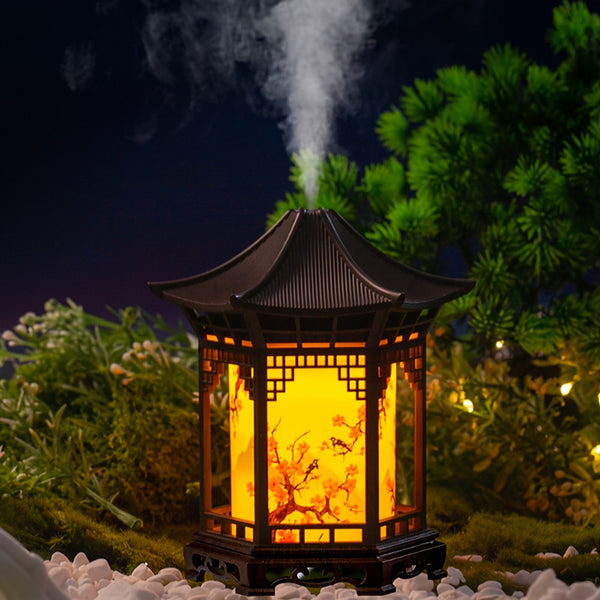 Chinese-Style Mini Humidifier & Night Light - USB- Portable Cool/Dry Mist Air Humidifier with Traditional Pagoda/Tortoise Design, ABS Quiet Operation for Home, Office, Car, - Ideal Gift for & (USB-, Humidifiers for Bedroom